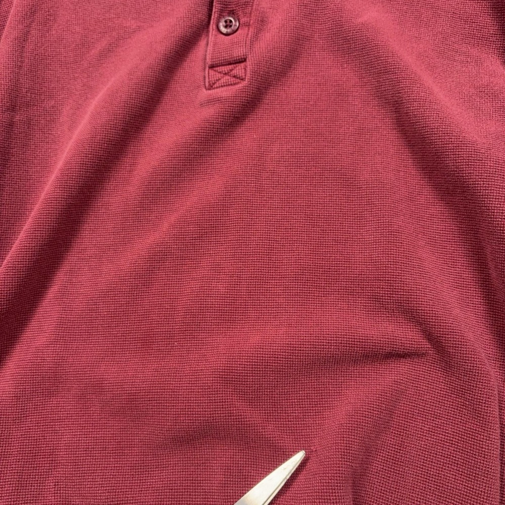 L.L.Bean Shirt Mens 2XL Red Henley Long Sleeve Thermal Waffle Knit Cotton - Picture 7 of 11